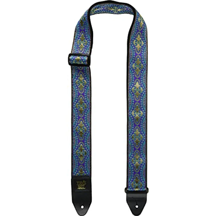 Ernie Ball Guitar Strap Kashmir Moonrise, Gitarrengurt aus Polypropylen mit Lederenden, verstellbar von 104 cm bis 183 cm, Jacquard-Muster in Kashmir Moonrise – Bild 1