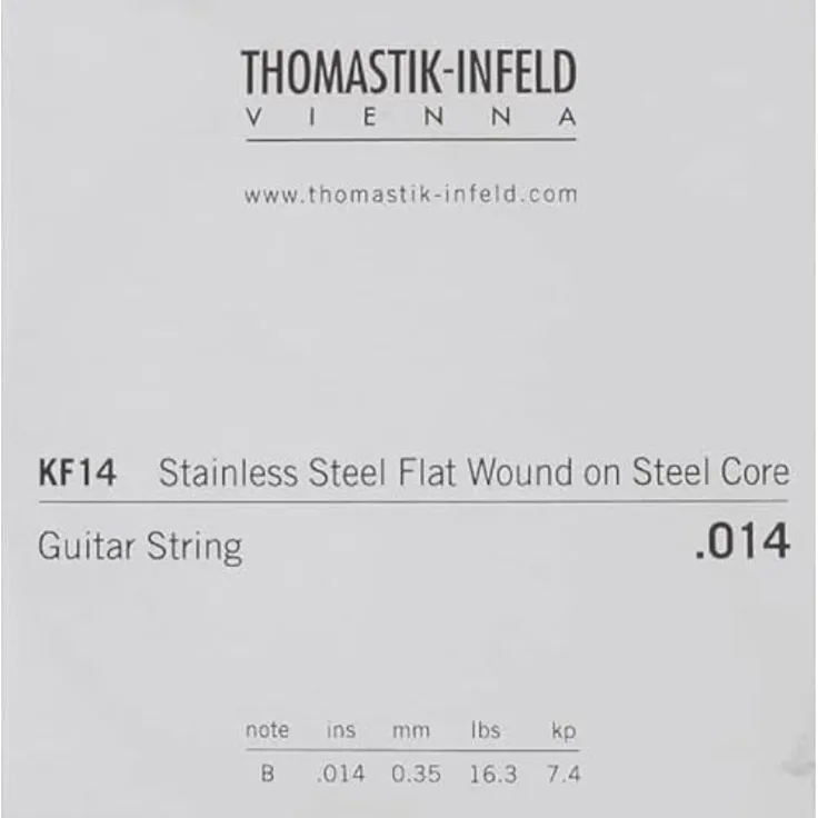 Thomastik Einzelsaite H2 .014fw, Edelstahl Flachdraht auf Stahlkern KF14 für Klassikgitarre Classic S Series KF110, robust und leicht
