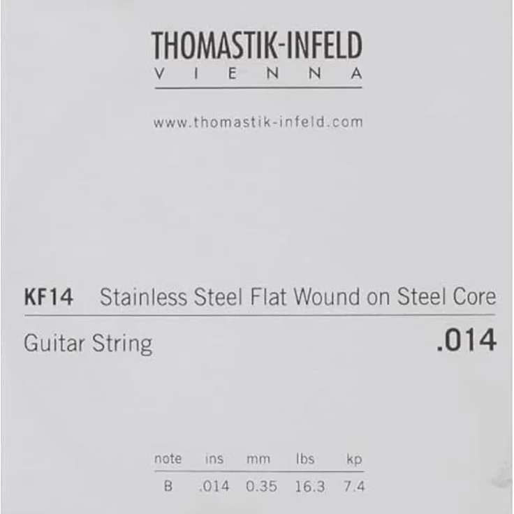 Thomastik Einzelsaite H2 .014fw, Edelstahl Flachdraht auf Stahlkern KF14 für Klassikgitarre Classic S Series KF110, robust und leicht