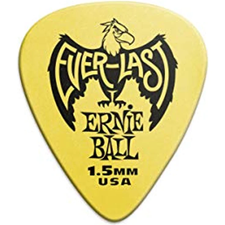 Ernie Ball Everlast Picks EB9195, strapazierfähige Plektren aus Delrin, 1,50 mm, 12er Pack, gelb – Bild 1