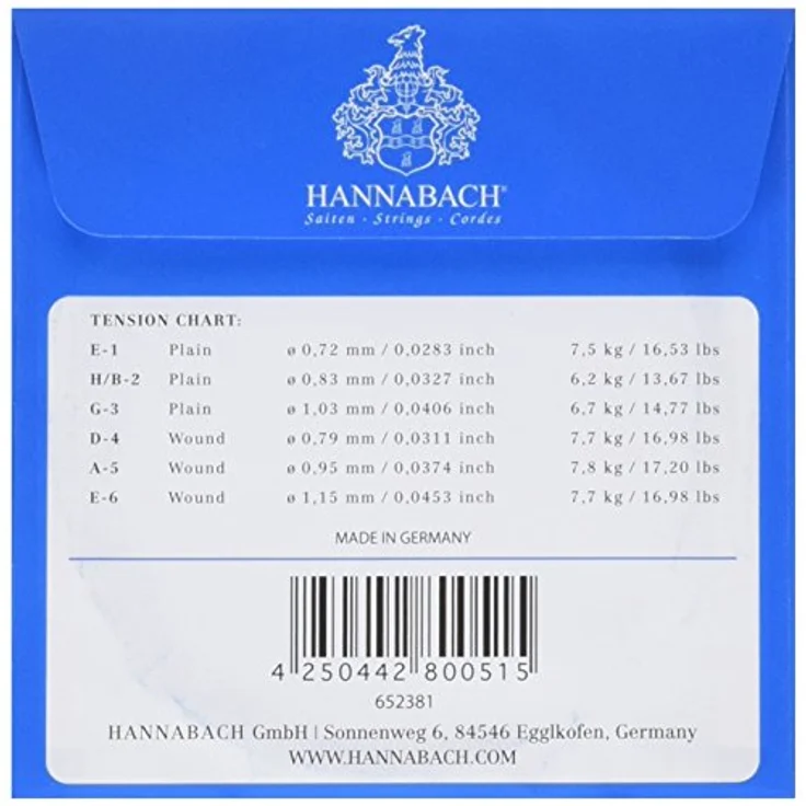 Hannabach 800HT Blue, Nylonsaiten für klassische Gitarre, starke Spannung, umsponnen, versilbert, blau – Bild 2