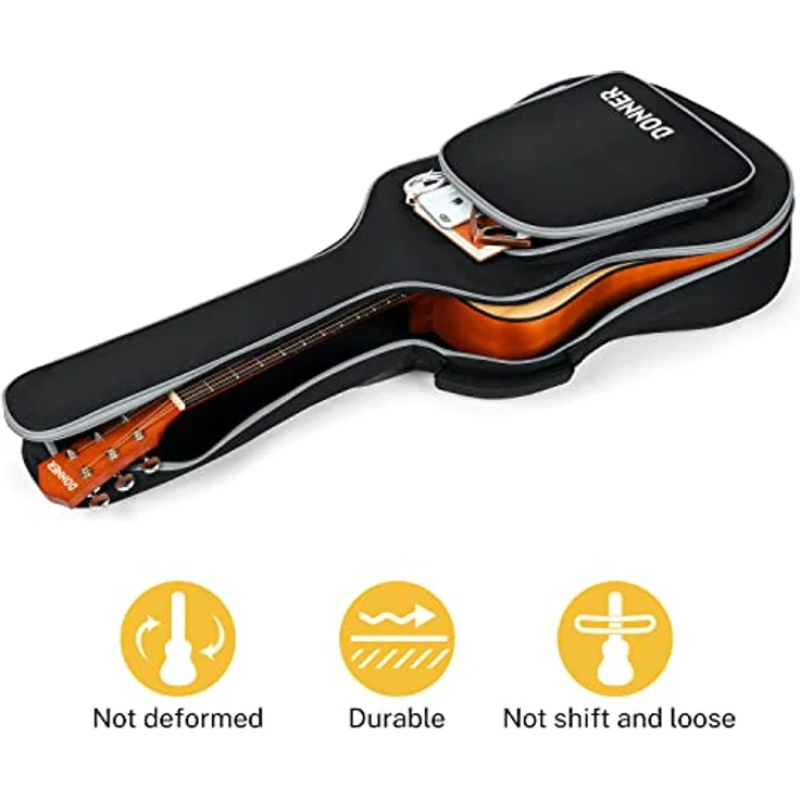 Donner Gitarrentasche Gig Bag für 40/41 Zoll Akustikgitarre, 5mm gepolstert, wasserdicht, schwarz – Bild 5