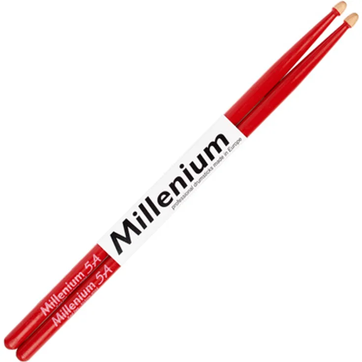 Millenium H5A Hickory Sticks Red, American Hickory Drumsticks mit 410 mm Länge und 14 mm Griffdurchmesser