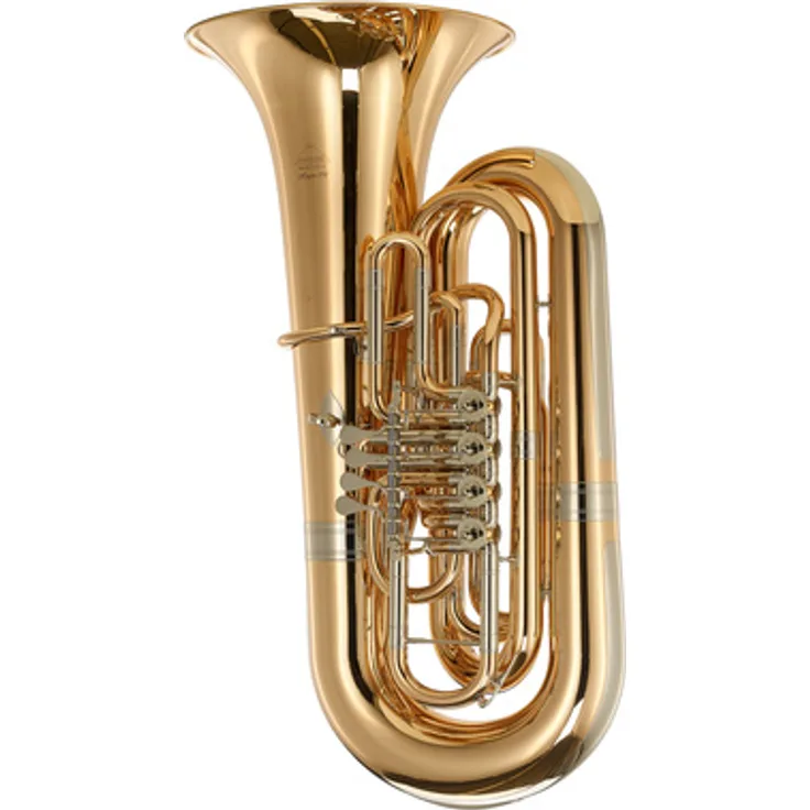 Miraphone 496A Hagen GM Bb-Tuba, 5/4 Größe mit 4 Zylinderventilen, Goldmessing, Ø Schallstück 450 mm, inkl. TU43 Mundstück