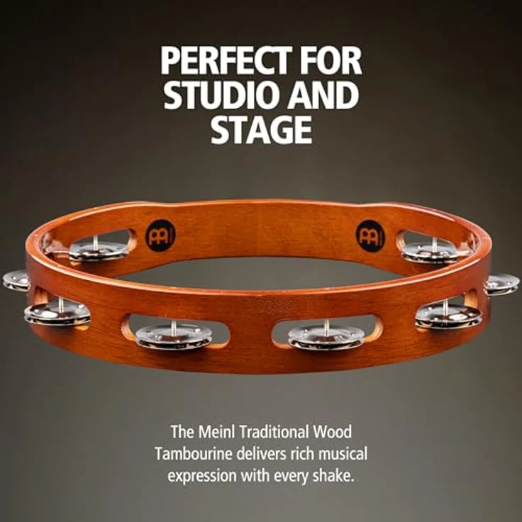 Meinl TA1AB Wood Tambourine, 1-reihig mit 8 Paar Stahlschellen, Holzrahmen, African brown – Bild 2