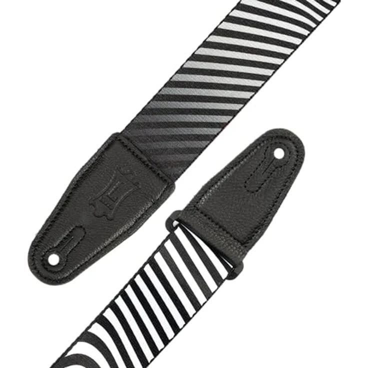 Levys Worm Hole Strap, Gitarrengurt aus Polyester mit Leder-Endstück, schwarz & weiß, verstellbar von 90 cm bis 154 cm, Optical Illusion Series – Bild 7