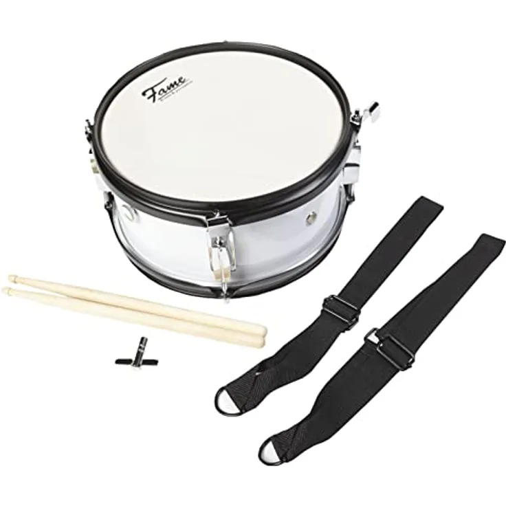 Fame Marching Snare 10"x5", tragbare Snare Trommel mit Gurt und Sticks, 1,8 kg, einstellbarer Snare Teppich, ideal für Musikvereine