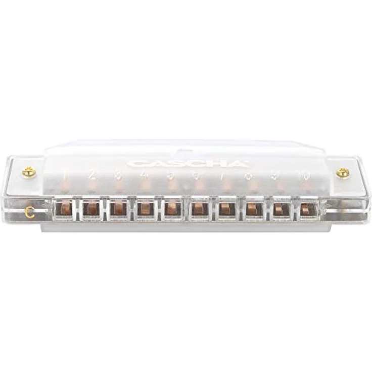 Cascha HH-2277 Fun Blues Harp, diatonische Mundharmonika in C-Dur mit 10 Kanzellen und transparentem Hardcase, transparent – Bild 4
