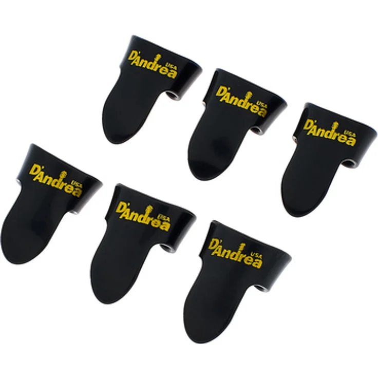dAndrea Finger Picks 6-Set Medium, schwarze Fingerplektren aus Kunststoff, handgefertigt in den USA – Bild 1