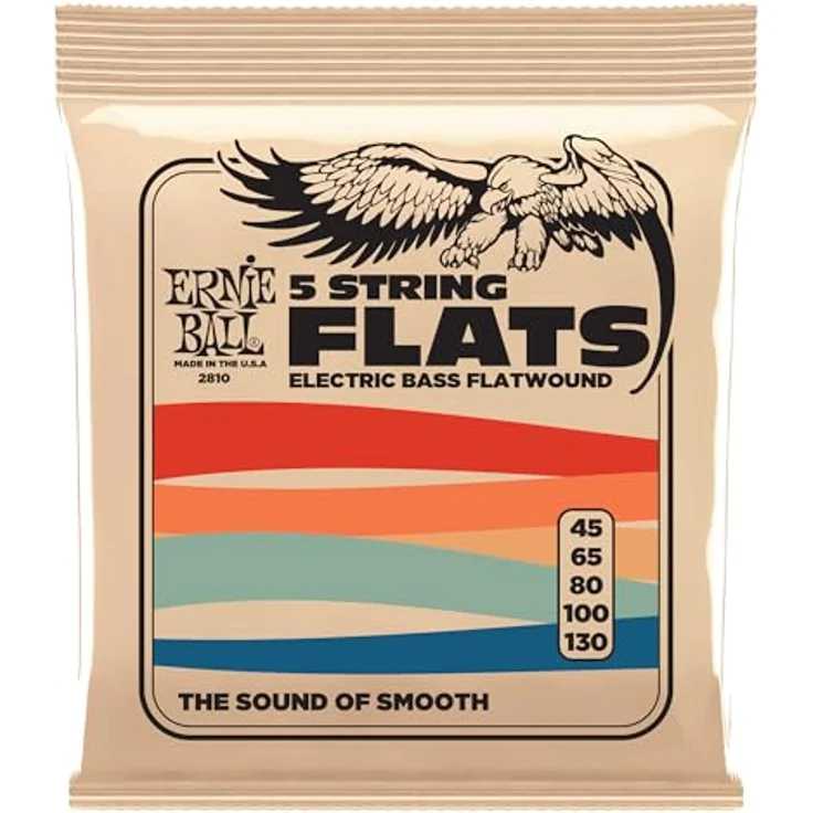 Ernie Ball Flatwound 5-Saiter E-Bass-Saiten, Stärke 45-130 mit abgerundetem Ton und reduziertem Fingergeräusch – Bild 1