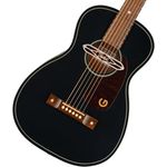Gretsch JD Parlor DELTO TSPG BLKT, Parlor-Westerngitarre mit laminiertem Sapele, schwarzer Decke und naturfarbenem Boden, Walnussgriffbrett, Deltoluxe Tonabnehmer