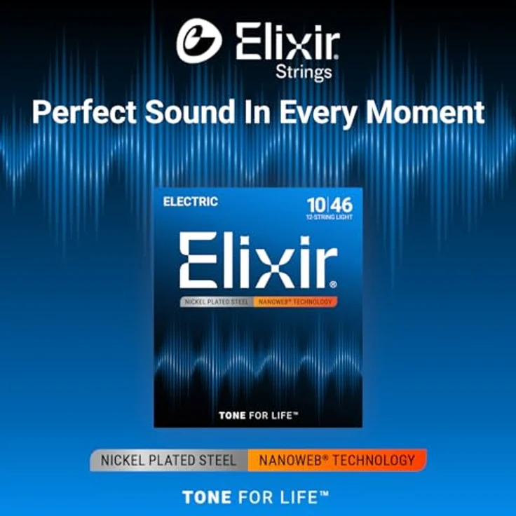 Elixir® Saiten 12-Saiter E-Gitarrensaiten NANOWEB®-beschichtet, Light (.010-.046) mit langlebigem Ton und klarer Präsenz – Bild 3