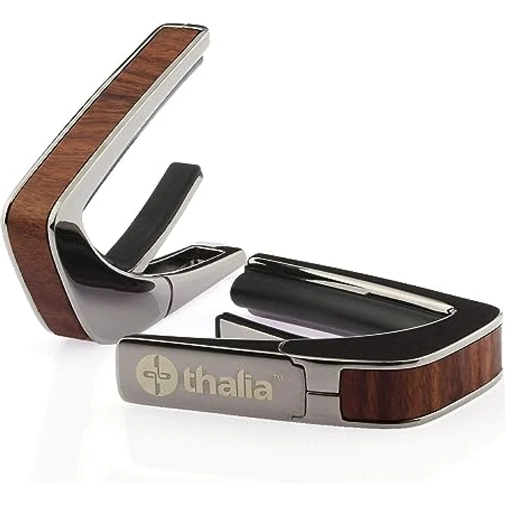 Thalia Capo Wood Collect. Santos Rosewood, Kapodaster mit Black Chrome Finish, einstellbare Fretpads für verschiedene Griffbrett-Radien – Bild 1