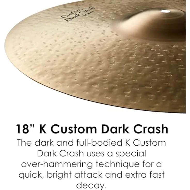Zildjian 18" K-Custom Dark Crash, Schlagzeugbecken mit trockenen, trashy Obertönen und schneller Ansprache – Bild 3