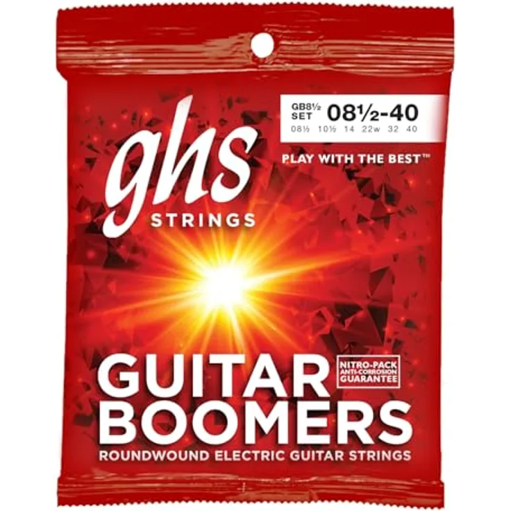 GHS Boomers Ultra Light Plus, E-Gitarren Saitensatz, 6-saitig, Roundwound, Nickel Plated Steel, Stärken: 008-040, Made in USA