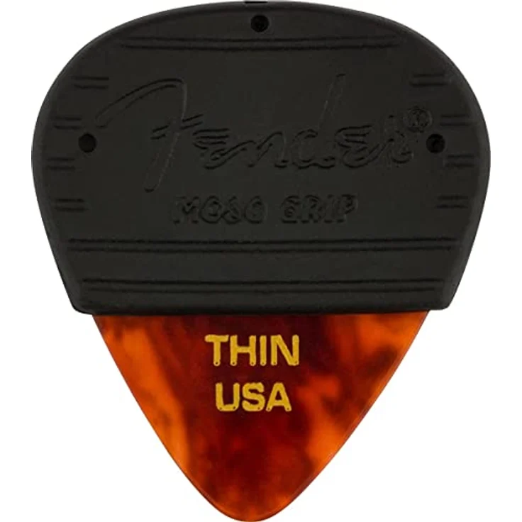 Fender Mojo Grip Guitar Picks, Celluloid, Thin mit abnehmbarer Gummihülle, 3-Pack, Tortoiseshell – Bild 1