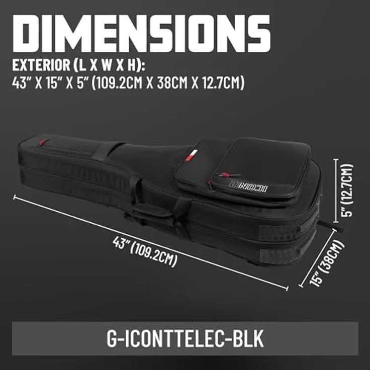 Gator Icon 2 E-Gitarren Gigbag, schwarz, für 2 Gitarren mit versteckten Rucksackgurten und abnehmbarer Nackenstütze – Bild 8