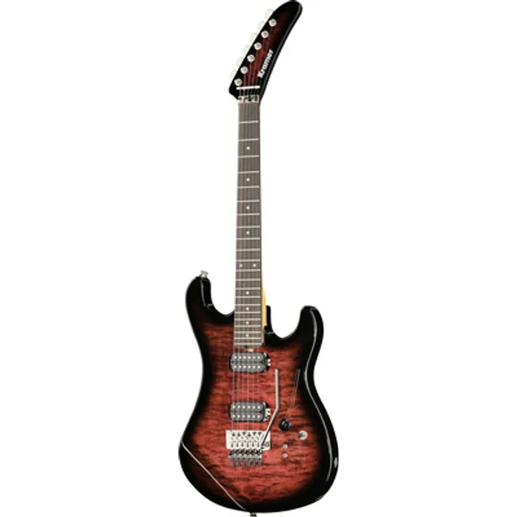 Kramer Guitars The 84 HH Quilt Magenta Burst, E-Gitarre mit AAAA Wölkchenahornfurnier, Floyd Rose Tremolo und Kramer USA Eruption Tonabnehmer