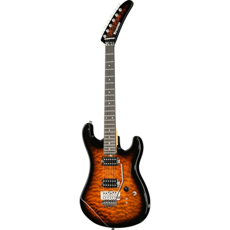 Kramer Guitars The 84 HH Quilt E-Gitarre mit AAAA Wölkchenahornfurnier, Erle Korpus, Floyd Rose Tremolo, Orange Burst