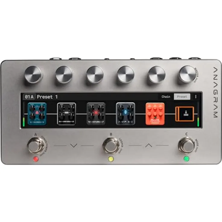 Darkglass Anagram, Multi-Effektpedal für E-Bass mit Neural Amp Modeler und 6 Multifunktions-Reglern, made in Finland