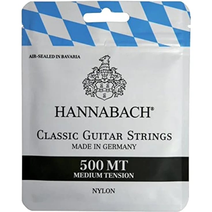 Hannabach 500MT Saiten für Klassikgitarre, Medium Tension, Nylon und versilberter Kupferdraht, allergikerfreundlich, luftdicht verpackt – Bild 1
