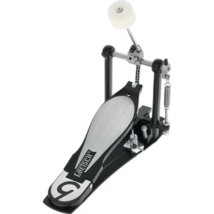 Gretsch Drums G3 Bass Drum Pedal, Fußmaschine mit Beaterwinkelverstellung, Einzelkette und QuickTurn Hoop Klammer, weißer Filzschlägel