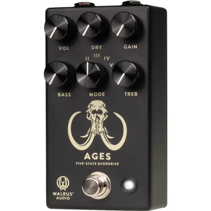 Walrus Audio Ages Overdrive Black, Overdrive-Pedal mit 5 wählbaren Modi und Regler für Vol, Dry, Gain, Bass und Treble, schwarz