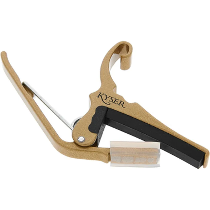 Kyser Quick-Change Capo Acoustic GD, Kapodaster aus Aluminium mit einhändigem Betrieb und optimaler Federspannung, gold