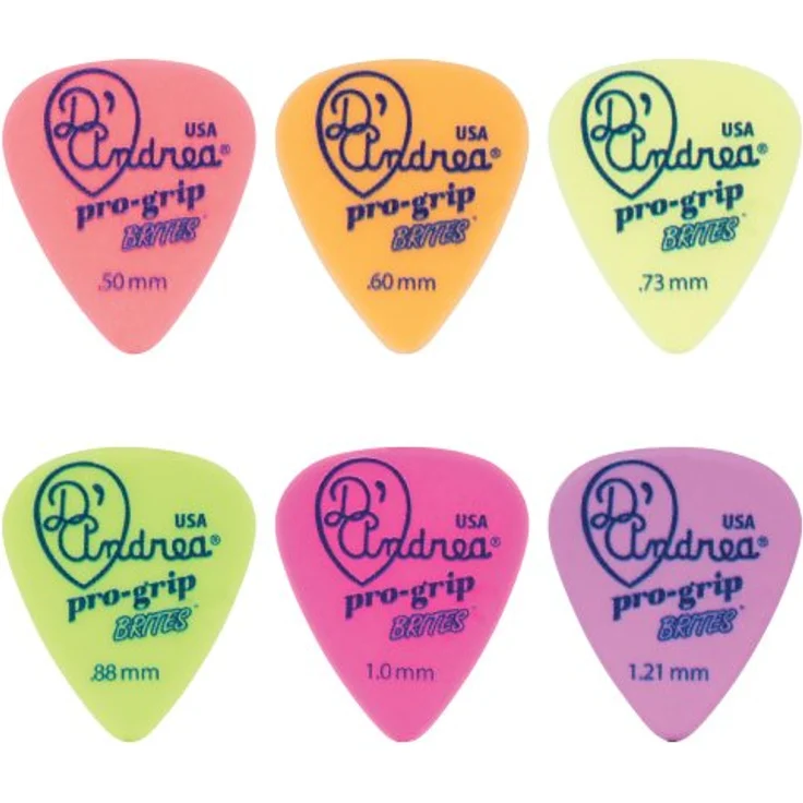 dAndrea Pro-Grip Brites Picks 1,21 mm, rutschfeste Plektren im 12er Pack, violett – Bild 2