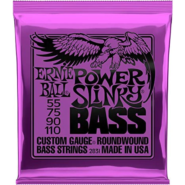 Ernie Ball Power Slinky E-Basssaiten, 55-110 Stärke, Nickel Wound mit ausgewogenem Ton, hergestellt in den USA – Bild 1