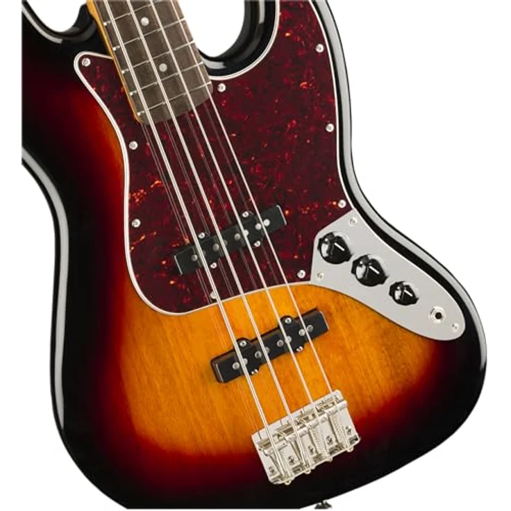 Squier by Fender Classic Vibe '60s Jazz Bass, 3-Color Sunburst, Alnico-Single-Coil-Tonabnehmer, schlankes C-förmiges Halsprofil – Bild 3