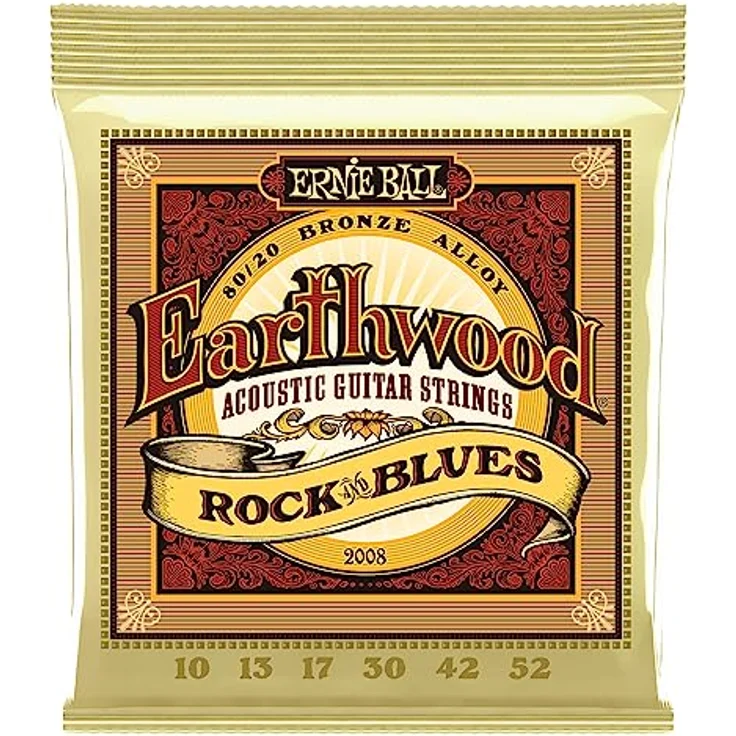 Ernie Ball Earthwood Rock and Blues Akustik-Gitarrensaiten, 80/20-Bronze, G-Saite nicht umwickelt, Stärke 10–52, hervorragende Klangprojektion und Klarheit – Bild 1