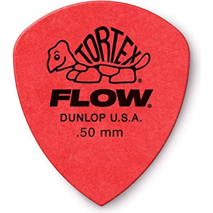Dunlop Standard Flow Pick Set 0,50 mm, 12 Stück, langlebige Tortex Plektren mit spitzer Form, rot – Bild 1