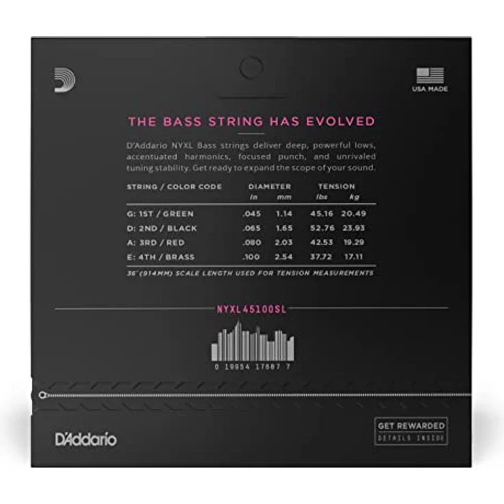 Daddario NYXL45100SL Bass Set, Saitensatz für 4-Saiter E-Bass, Super Long Scale, Stärken .045-.100, Nickel Roundwound, verbesserte Stimmstabilität – Bild 2