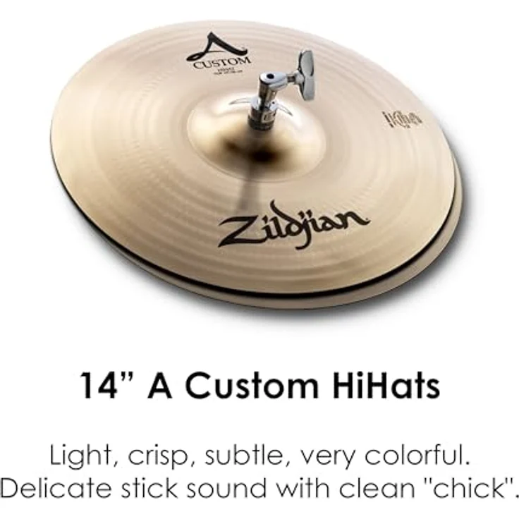 Zildjian A Custom Series Cymbal Box Set - 14" Hi-Hats, 16"/18" Crash, 20" Medium Ride, heller Klang, präzise und langlebig gebaut – Bild 3