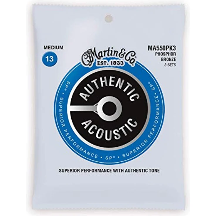 Martin Authentic Acoustic Gitarrensaiten, 3 Stück, Medium 92/8 Phosphor-Bronze, Superior Performance 13-56 – Bild 4