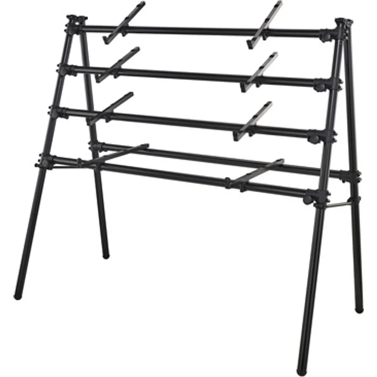 Jaspers 4D-145B, Keyboardständer aus pulverbeschichtetem Aluminium für 4 Keyboards, schwarz, klappbar, höhenverstellbar, max. Belastung 40 kg