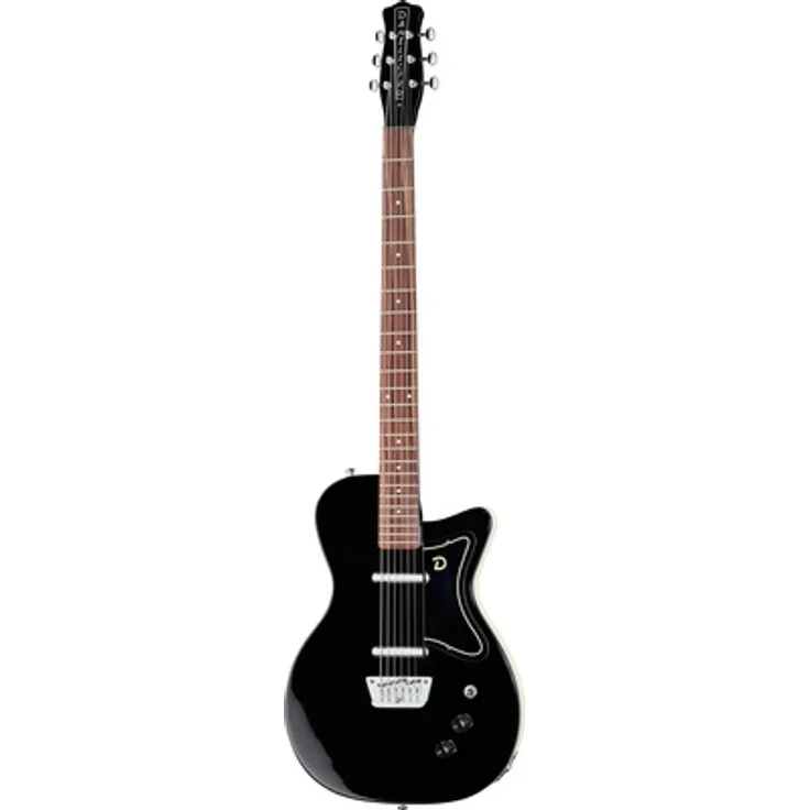 Danelectro DE56 Baritone Guitar BK, E-Gitarre mit Ahorn Hals, Pau Ferro Griffbrett, 24 Bünden und 2 Lipstick Single Coil Pickups, Schwarz
