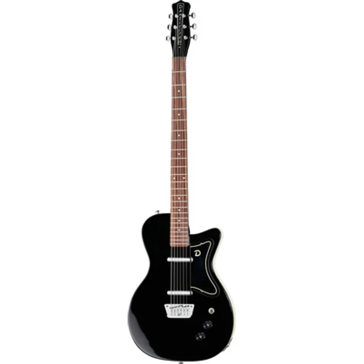 Danelectro DE56 Baritone Guitar BK, E-Gitarre mit Ahorn Hals, Pau Ferro Griffbrett, 24 Bünden und 2 Lipstick Single Coil Pickups, Schwarz