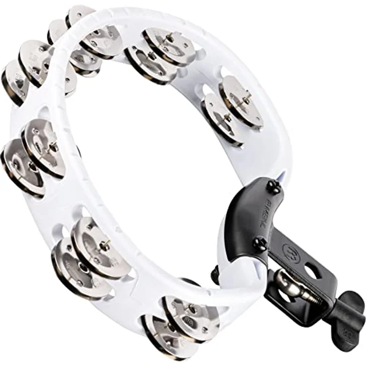 Meinl HTMT2WH Headliner Tambourine, doppelreihig mit 14 Paar Stahlschellen, ABS-Kunststoffrahmen, Farbe: Weiß, heller Sound – Bild 1