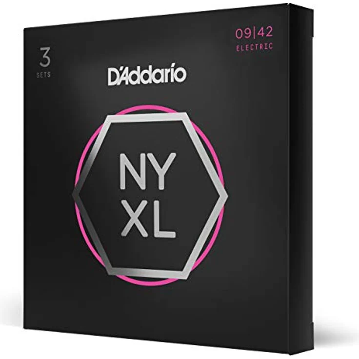 Daddario NYXL0942-3P, E-Gitarrensaiten 3er Pack, High-Carbon-Stahllegierung, Stärke: 009-042, 30% reißfester, höherer Output mit punch und crunch – Bild 1