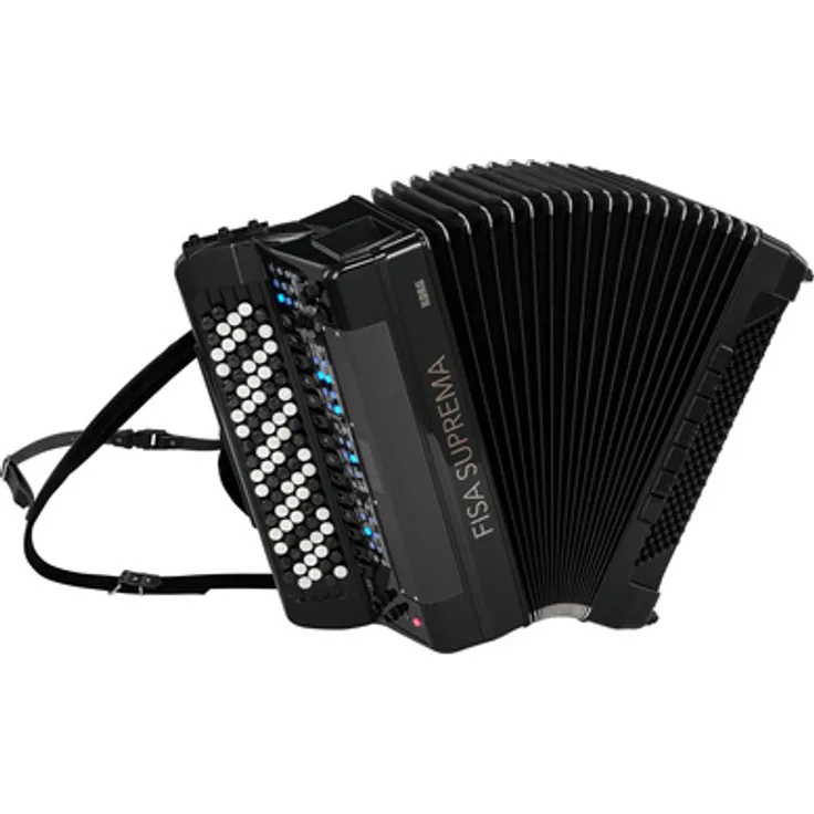 Korg FISA SUPREMA BMBK, Akkordeon mit 92 anschlagdynamischen Tasten, 300+ Klängen, Bluetooth und 9 Stunden Akkulaufzeit, Schwarz