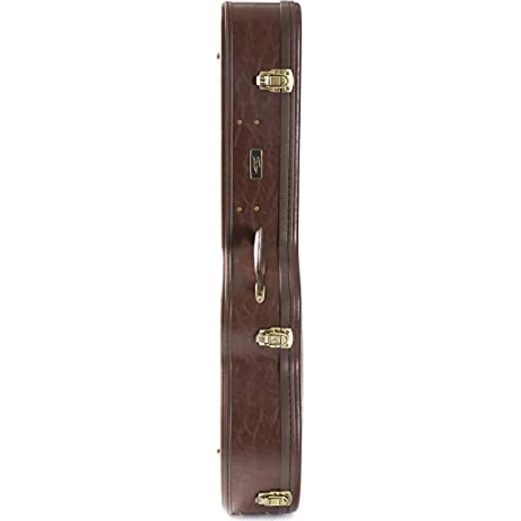 Fame Dreadnought Case für Westerngitarren, Robuster Schutzkoffer mit Metallschnallen, Abschließbar, Wetterfest, Braune Leder-Optik, Weinrotes Plüsch-Innenfutter, GIT0044842-000 – Bild 2