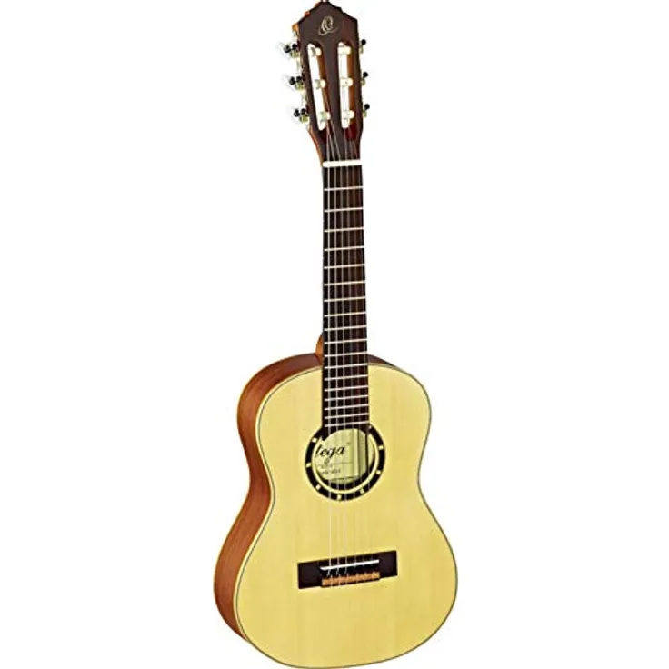 Ortega R121-1/4 NT, Konzertgitarre in Natur, 1/4 Größe mit Fichtendecke, Mahagonikorpus und Walnussgriffbrett, inkl. Deluxe Gig Bag