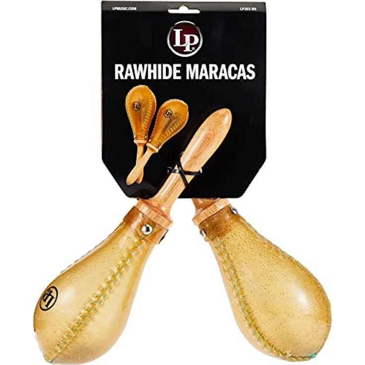 Latin Percussion LP862210 Salsa Rawhide Maracas, Paar aus natürlichem Rohleder mit Holzgriff – Bild 1