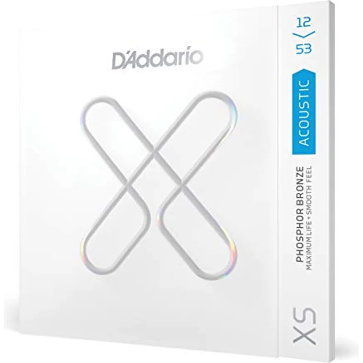 D'Addario XS Akustikgitarrensaiten, Phosphorbronze, Light, 12-53, optimierte Stimmstabilität und langlebige Beschichtung – Bild 1