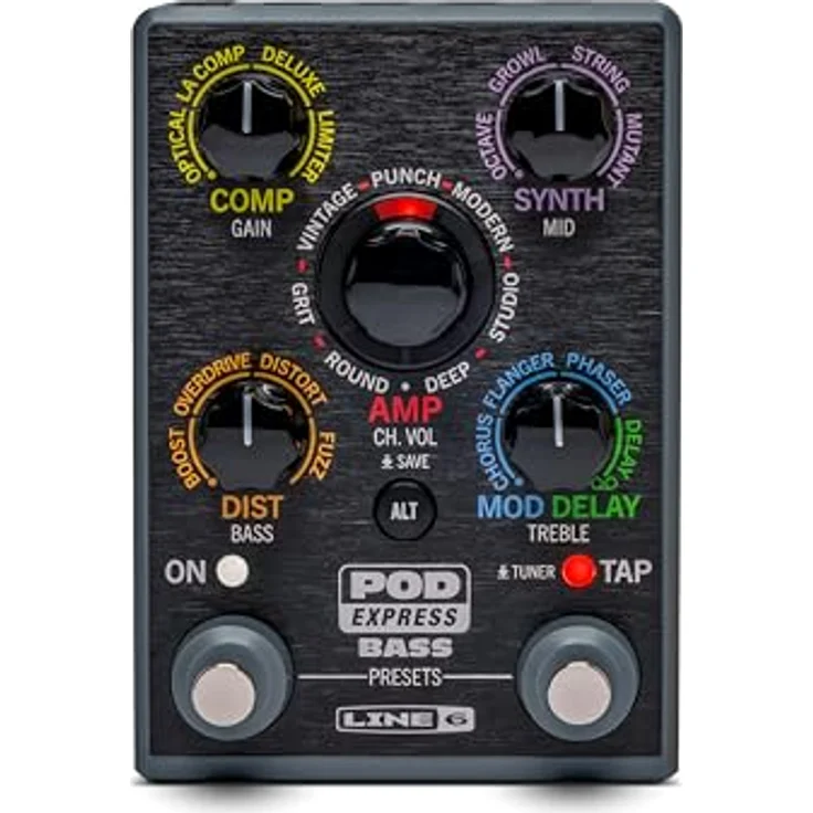 Line6 Pod Express Bass, Multi-Effektpedal für E-Bass mit 7 Verstärker- und 17 Effektmodellen, Fußpedalformat – Bild 1