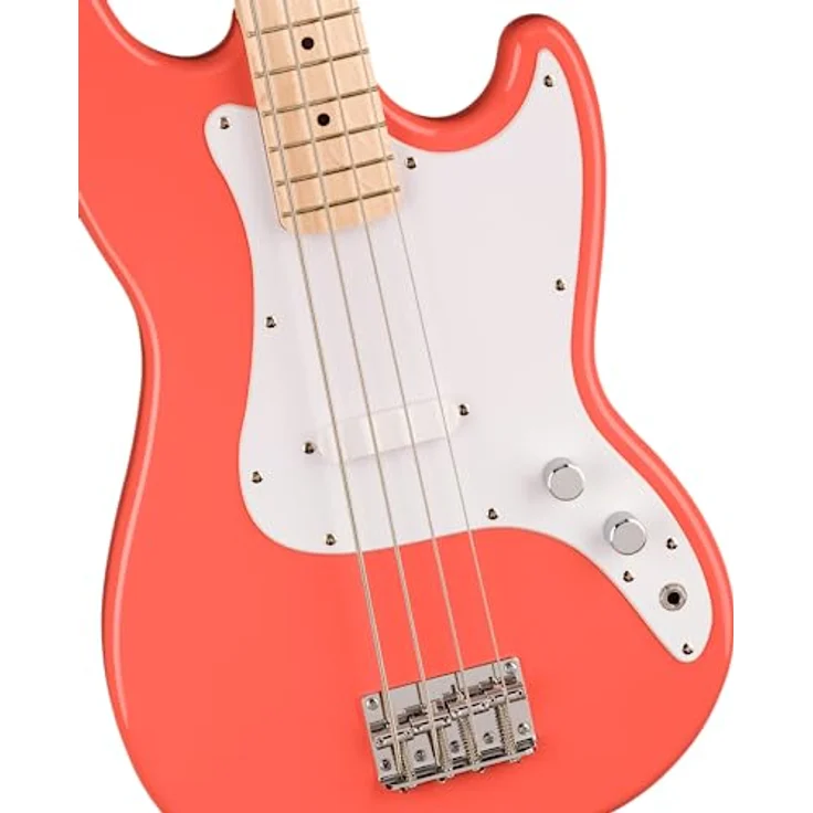 Squier Sonic Bronco E-Bass, 4-Saiter mit Poplar Korpus und Ahorn Hals, Tahitian Coral – Bild 3