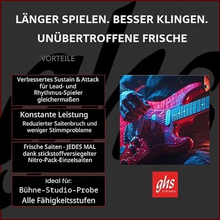 GHS Guitar Boomers GBL, E-Gitarrensaiten Set Light, .010-.046, vernickelter Stahl, langlebig, hergestellt in den USA – Bild 3
