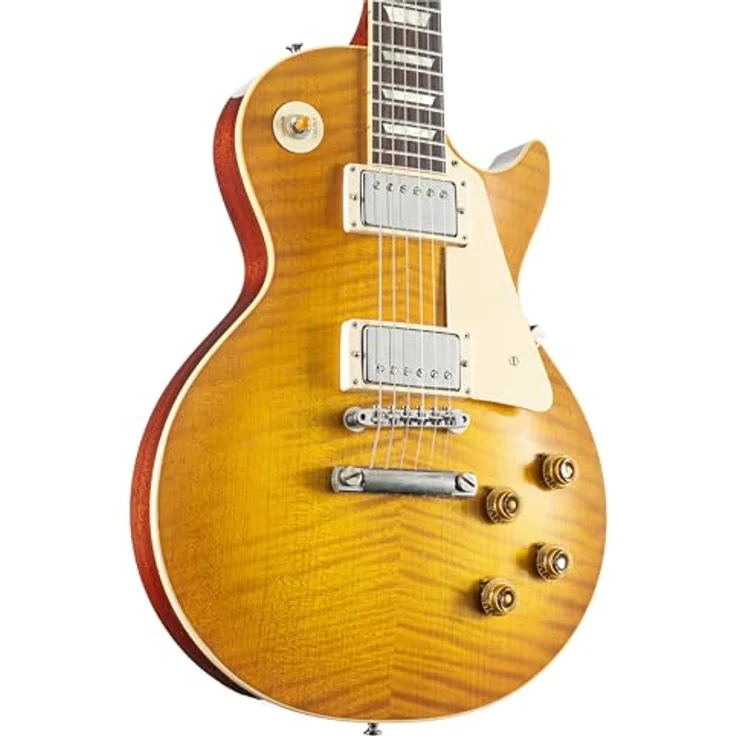 Gibson Les Paul 59 DL Light Aged, E-Gitarre mit geflammter Ahorn Decke, massiven Mahagoni Korpus, Dirty Lemon - Light Aged – Bild 6